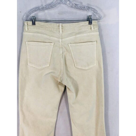 Zara Denim Flared Cropped Jeans Cream Color Women's 10 Raw Hem 26" Inseam - Picture 14 of 15